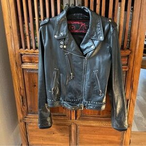Women’s Black Leather Moto Jacket